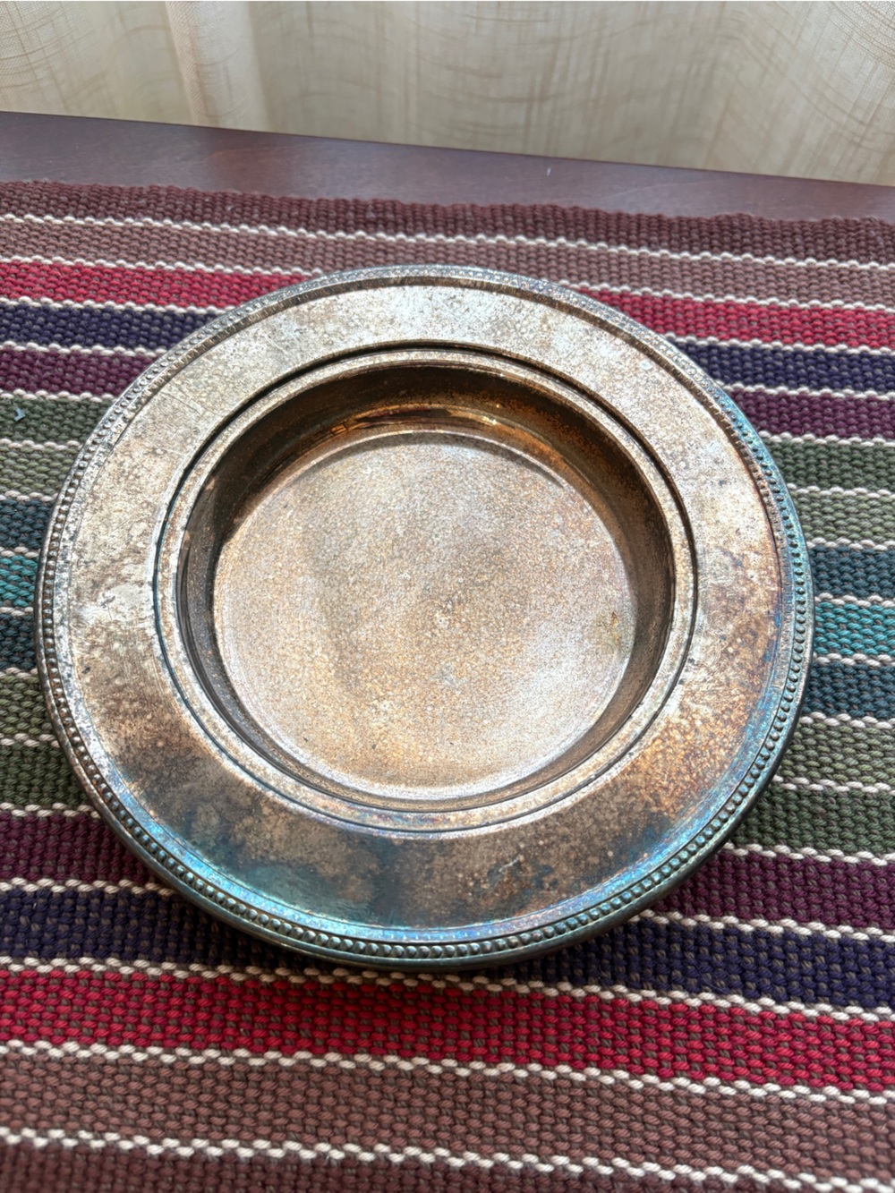 Silver-Toned Decorative Round Serving Charger